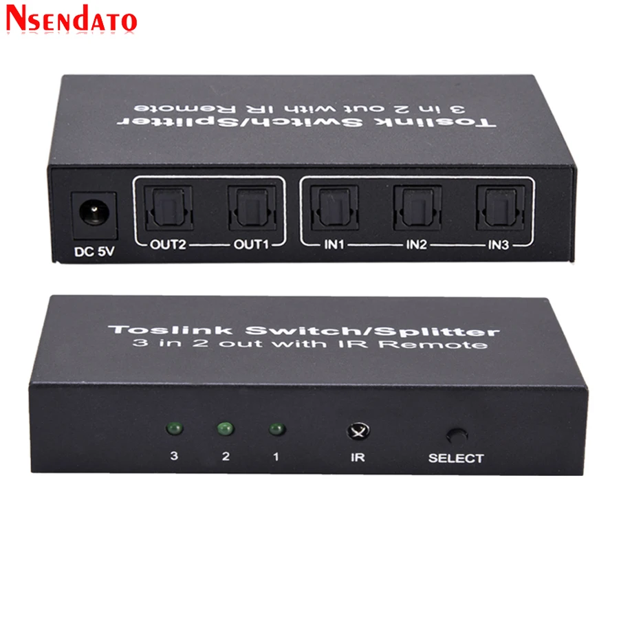 Spdif Toslink оптический аудио 3x2 переключатель цифровой разветвитель с ИК пультом