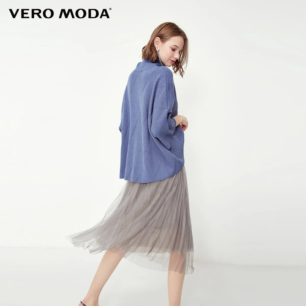 Vero Moda женский минималистичный Свободный вязаный свитер с высоким воротником | 319125502