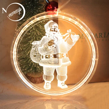 

Christmas Decorations 3D Santa Claus Hanging Lamp Bell Snowman Star Lights Holiday Window Decor LED Light Decor Holiday Lights