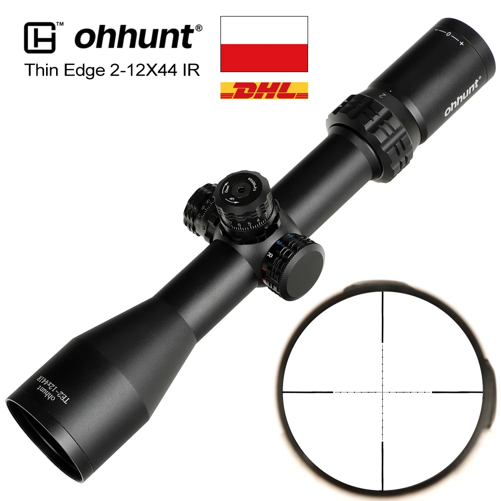 Корабль из Польши ohhunt с тонкими краями 2-12x44 ИК мил-дот стеклянная сетка красный