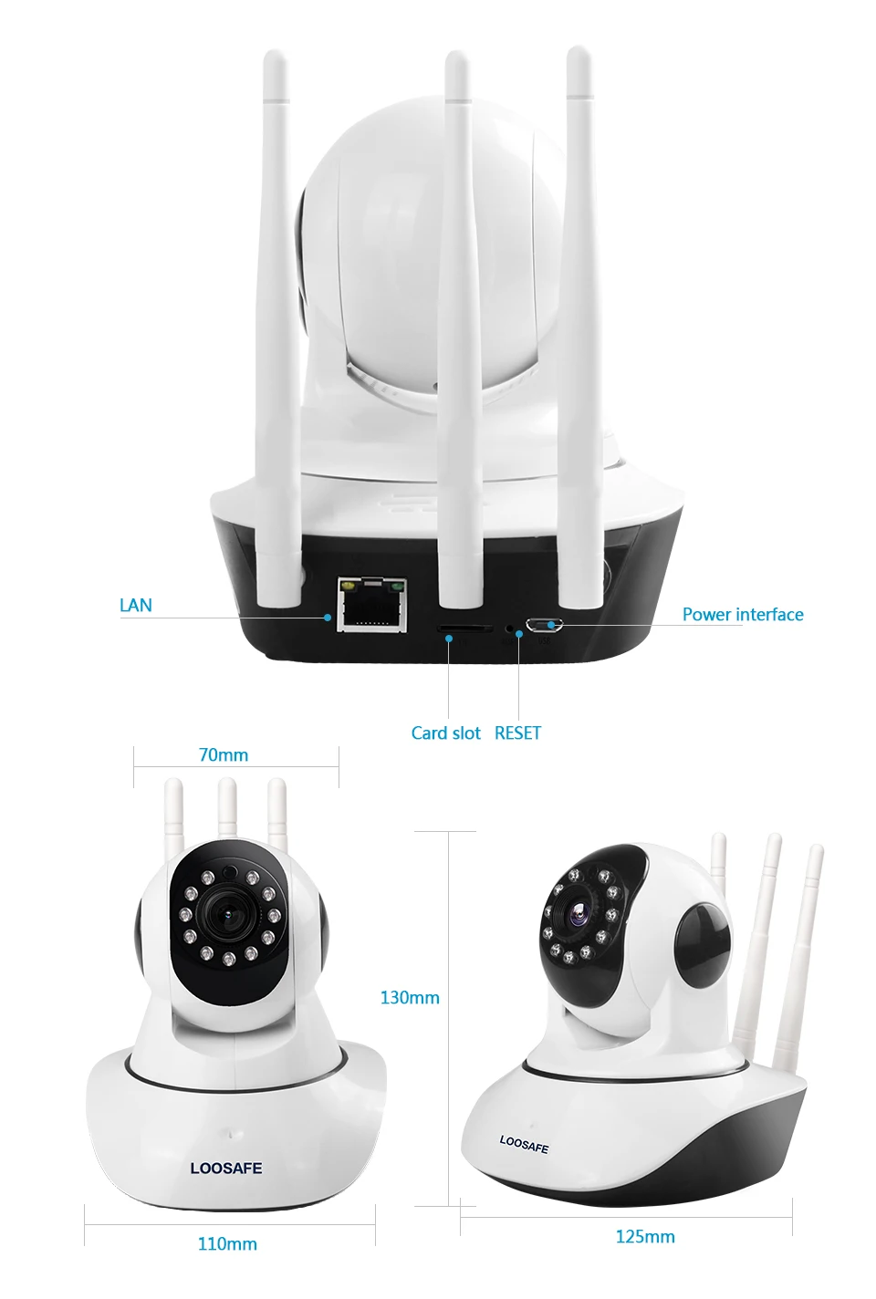 LOOSAFE 2MP облачная HD wifi ip-камера ночного видения домашняя камера безопасности Беспроводная P2P IP камера PTZ wifi внутренняя ИК-камера аудио ONVIF
