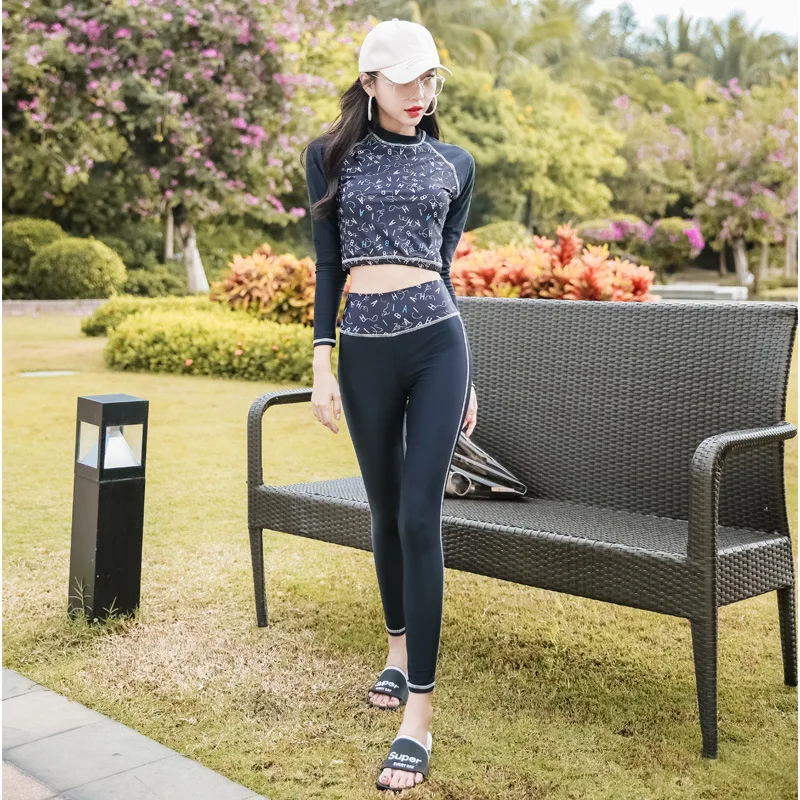 

Long Sleeve Trousers Split Type Diving Suit Swimsuit Women's Conservative Belly Covering Slimming Quick-Dry Sun-resistant Surfin