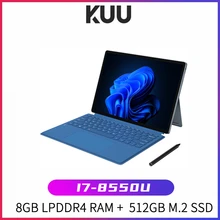 KUU Lebook I7 8550U de Metal táctil 2K, tableta portátil dos en uno, Win10, tipo C, teclado magnético retroiluminado, pluma capacitiva