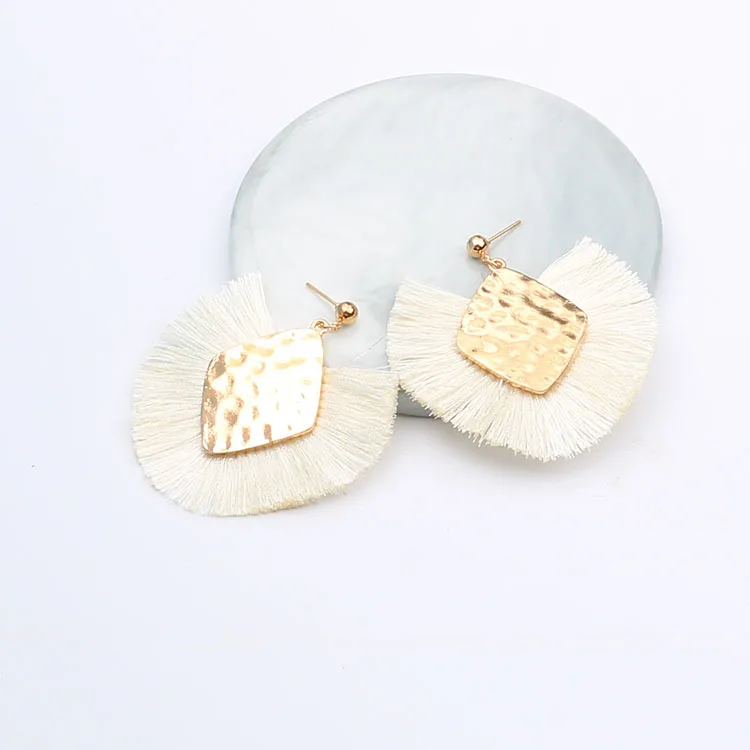 Bohemian Fanshaped Tassel Earrings Statement Korean Earrings Indian Boho Fashion Jewelry Orecchini Donna Kolczyki Damskie