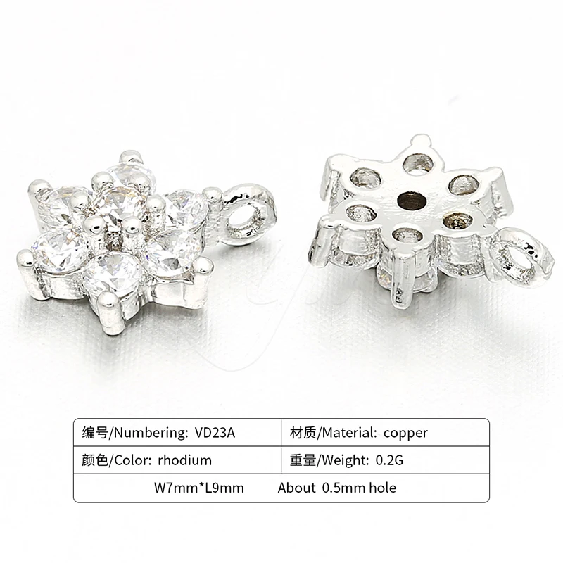 7 мм * 9 латунь микро инкрустация кубического циркония Форма пентаграммы Подвески