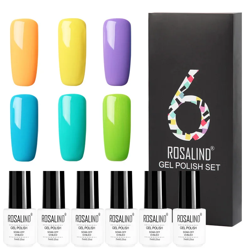 Маникюрный набор ROSALIND, УФ светодиодный светильник для ногтей, набор гель-лаков для ногтей, акриловый набор для ногтей, Сушилка для ногтей, машинка, маникюрные инструменты - Цвет: RCTC6-10