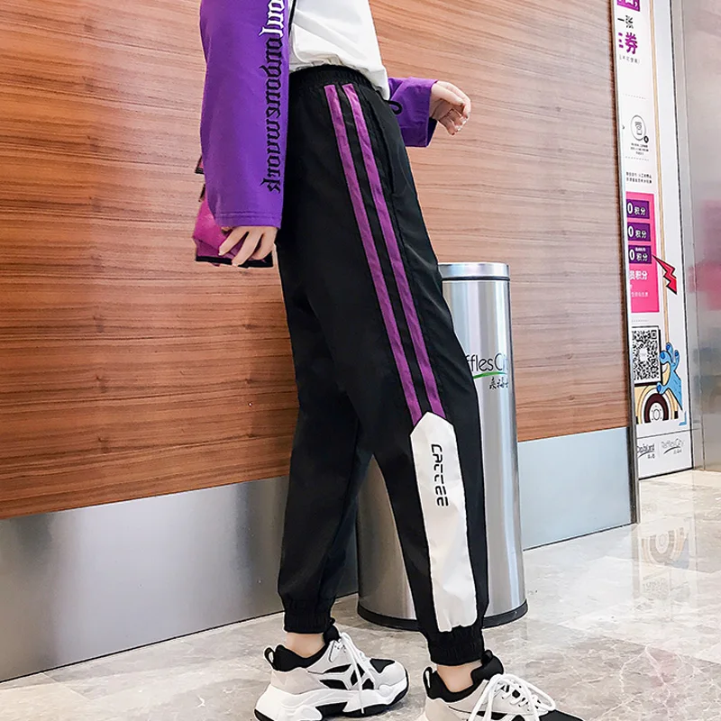 

High Waist Casual black Pants Spring autumn new Side Striped Sweatpants For Women Loose Jogger Harem Pants School Trousers Femme