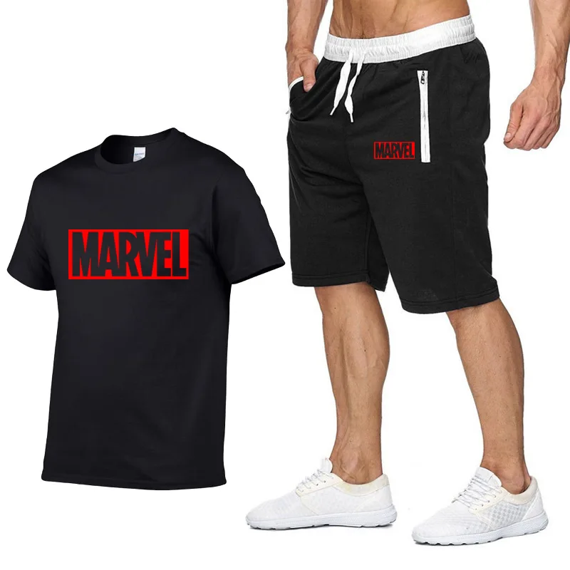 T-shirt Mens Sets Summer Tracksuits Men 2 Piece Set T-Shirt+Shorts Fashion Sportswear Jogger Track Suit 2020 Brand Male Clothing | Мужская