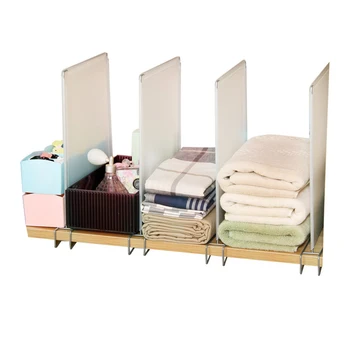 

4 Pcs Wire Design Bathroom Space Saving Holders Stable Wardrobe PP Clothes Storage Bedroom Removable Clip Closet Divider Shelf