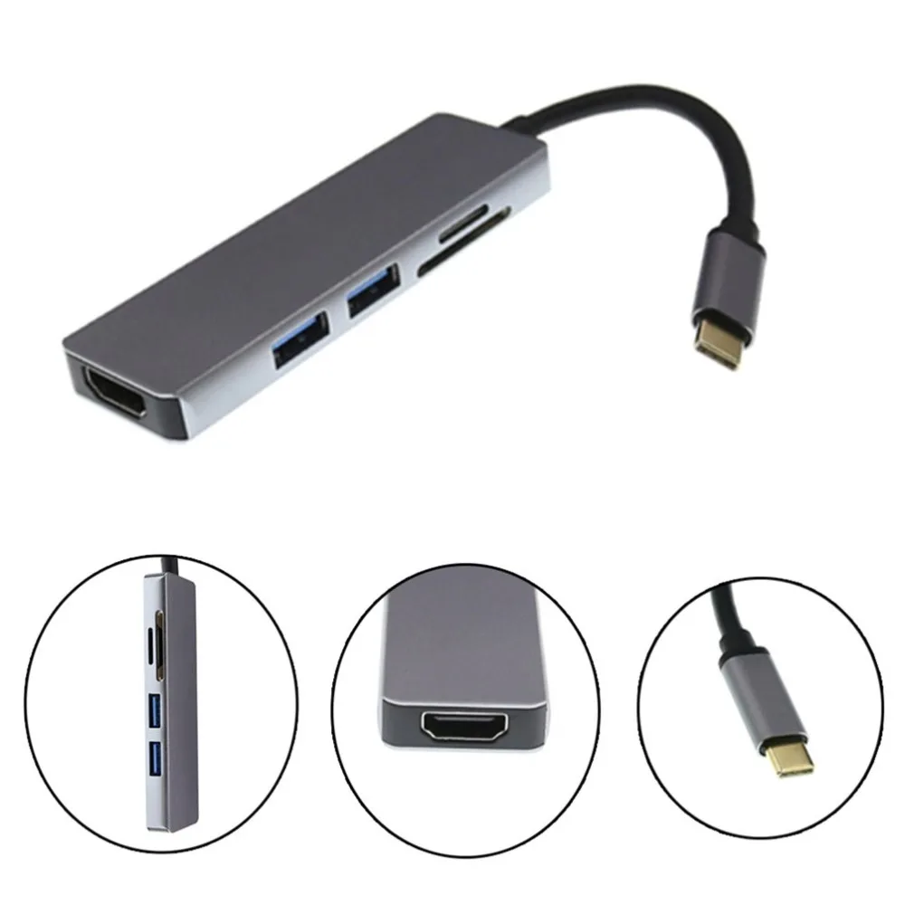 3 концентратор Usbc док-станция Usb type C к Hdmi Usb 3,0 кабель Tf Sd карта 5 в 1 адаптер разветвитель для Macbook Pro Dell Xps 13