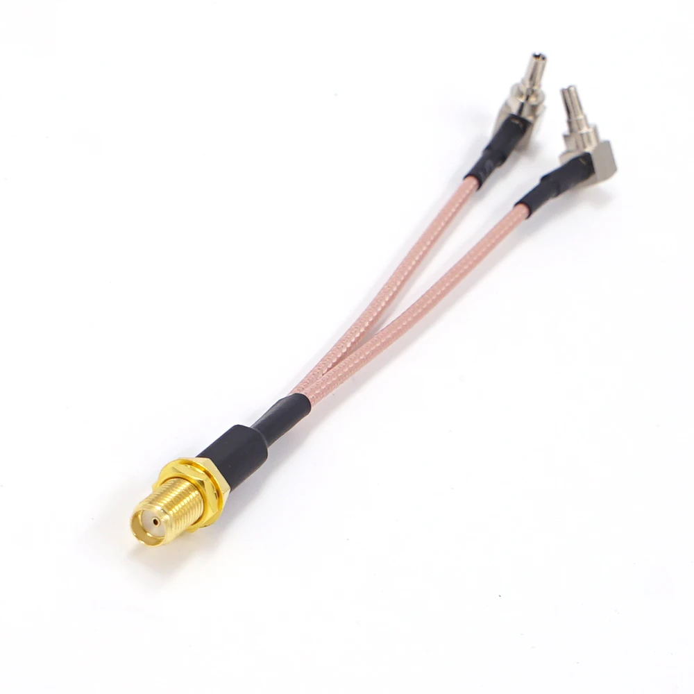 Y Type cable SMA Female to 2*CRC9 Right Angle Connector RG316 Pigtail Cable 15cm