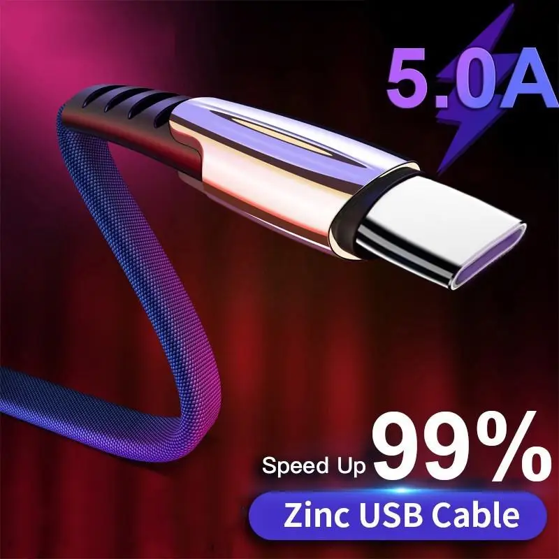 usb phone charger 5A Zinc Alloy Braided Micro USB Type-C Cable Data Sync Fast Charging Cord For Huawei P40 P30 P20 Lite Honor 7S 7A 7C 8A 8S 10I apple iphone charger cord