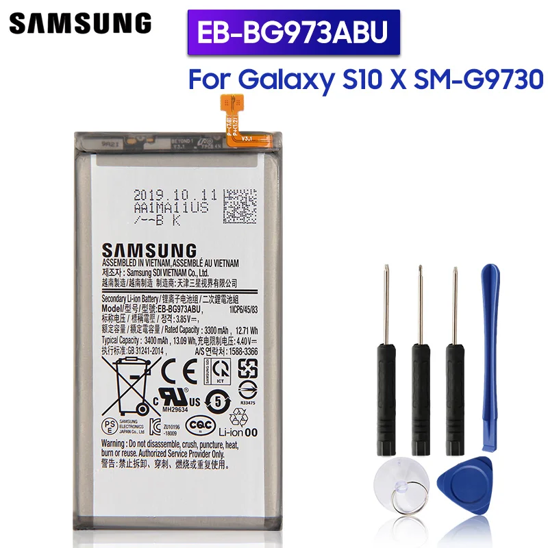 Оригинальный запасной аккумулятор Samsung EB BG973ABU BG973ABE для Galaxy S10 X SM G9730 подлинный 3400