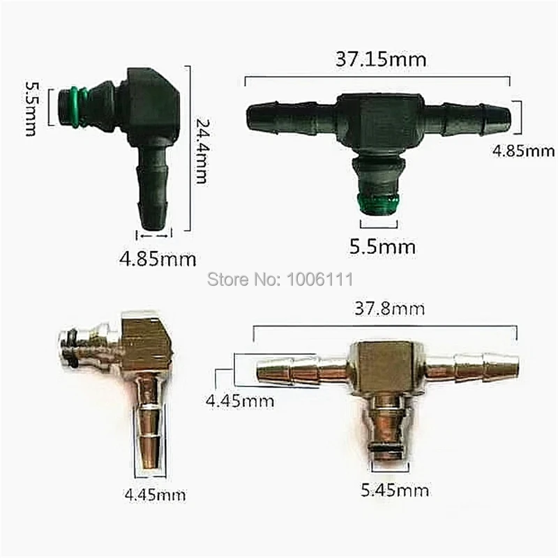 

FOR BOSCH 110 Return Oil Backflow T And L Type Diesel CR Parts Fuel Injector Plastic 3 Two-way Joint 5PCS