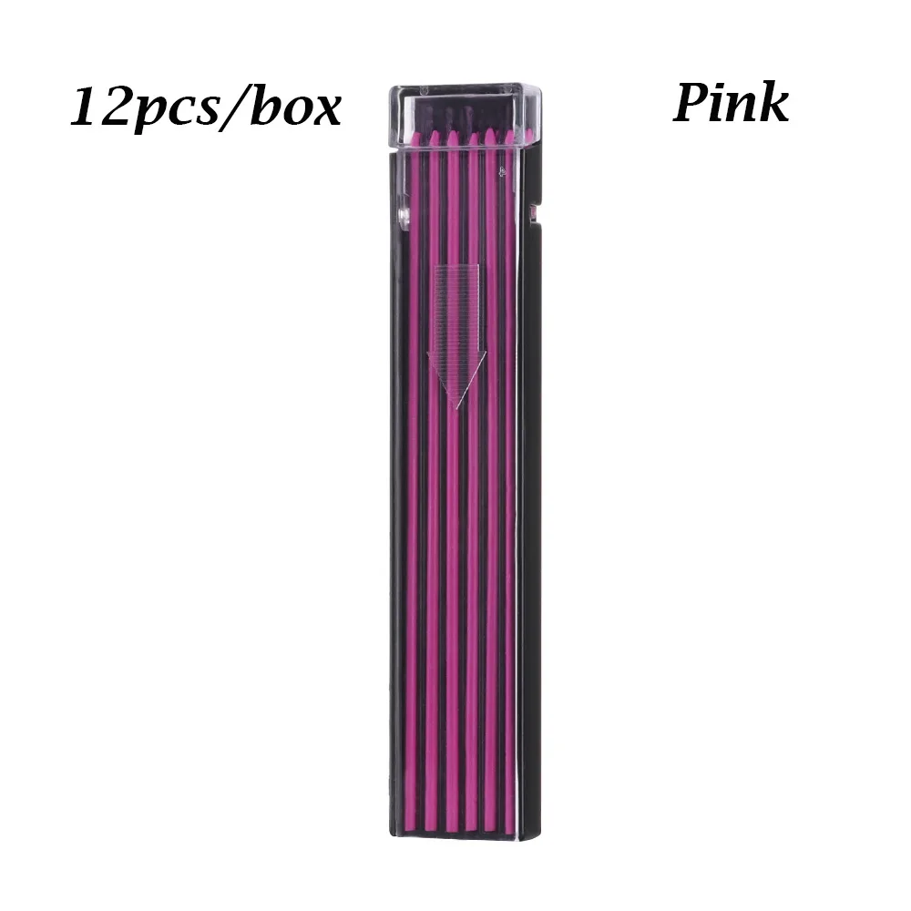 pink 12 шт./кор. 2B Цветной Карандаш свинец 2 мм набор механических карандашей заправка художественный эскиз гладкая авторучка Заправка для рисования и письма инструменты - Цвет: pink