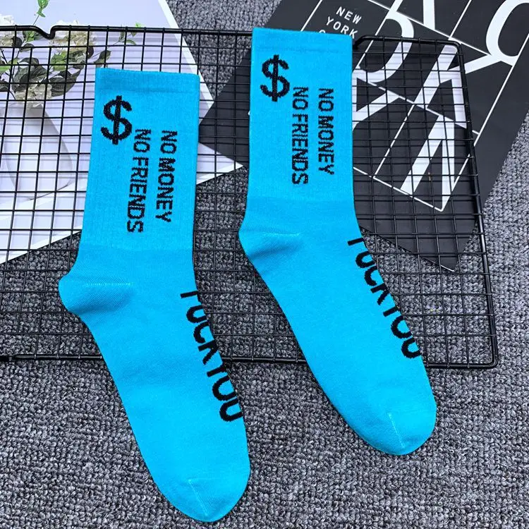 Sky Blue Dollar Размер для взрослых, носки до середины голени, хлопковые носки средней длины, цветные носки с логотипом доллара США - Цвет: Sky Blue Dollar