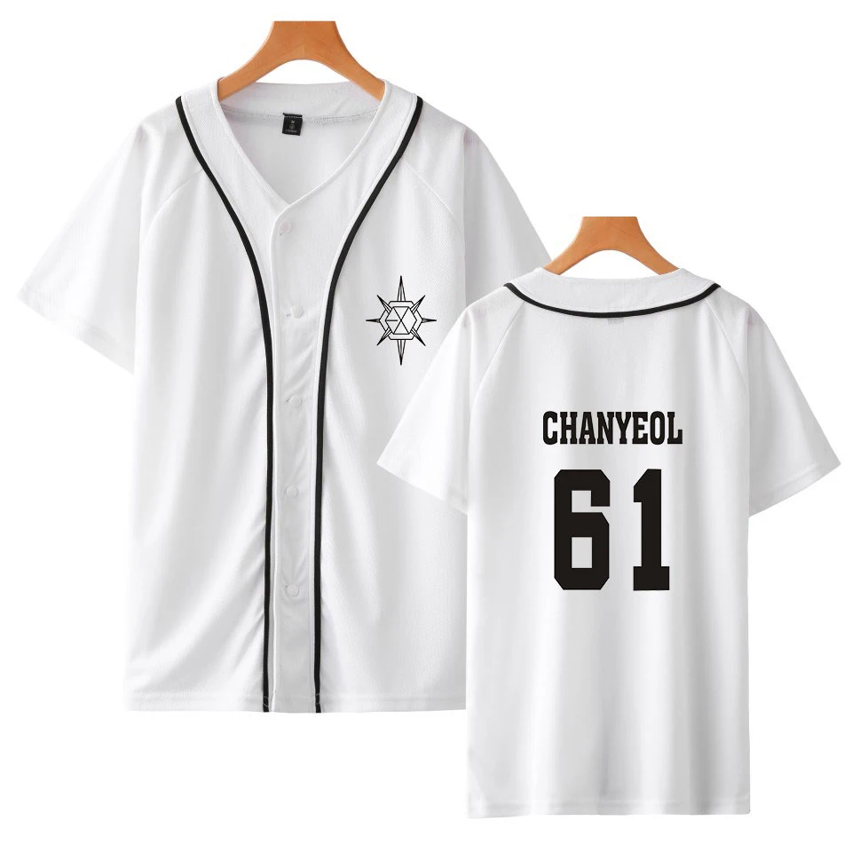 Летняя Kpop EXO Planet 5 бейсбольная футболка для мужчин и женщин XIUMIN CHANYEOL KAI с именами членов группы рисунок «веер» поддержка хип-хоп дышащая футболка