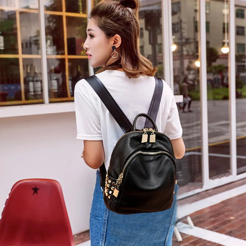 

Backpack Women's Genuine Leather 2019 Spring And Summer New Style WOMEN'S Bag Full-grain Leather College Style Fan Small Backpac