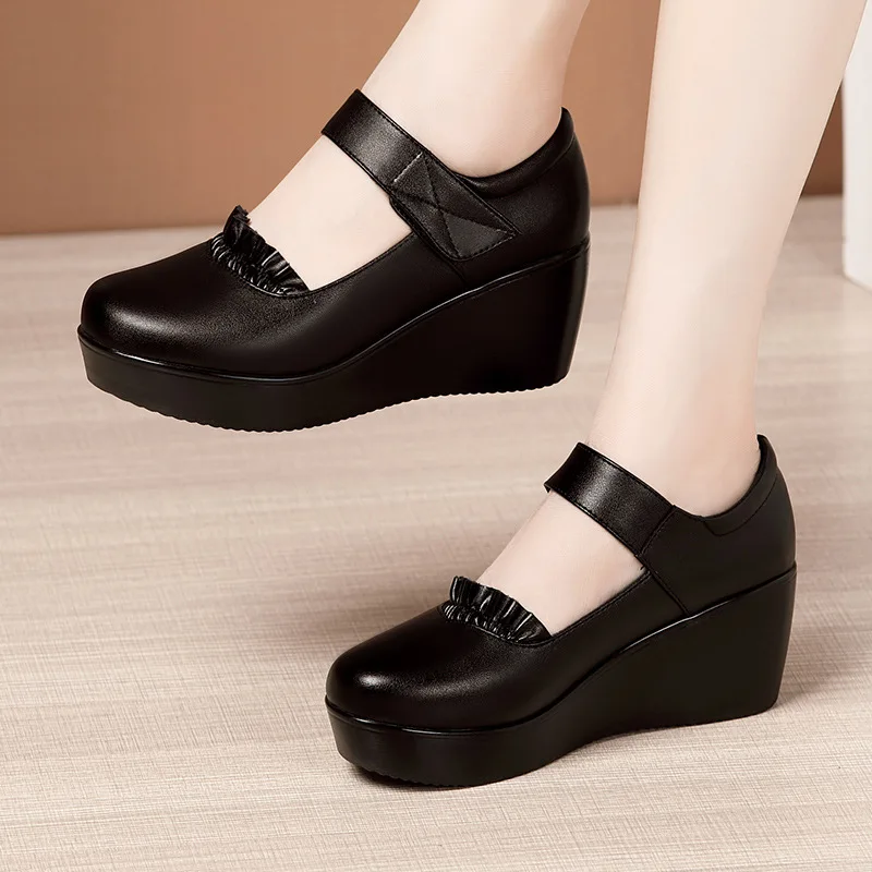 New Small Plus Size 32 33-43 Medium Heels Wedges Wedding Shoes for Women 2022 Spring Platform Pumps Elegant for Office Mother
