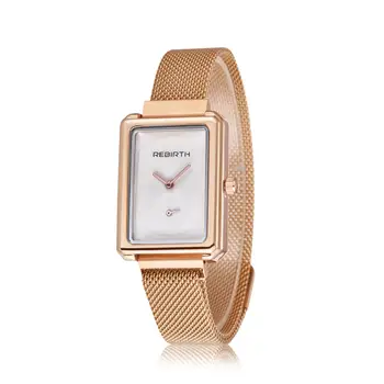 

Rebirth 203 Square Quartz Watches Women Stainless Steel Luxury Casual Dress Wrist Watch Ladies Bracelet Watch Women Clock