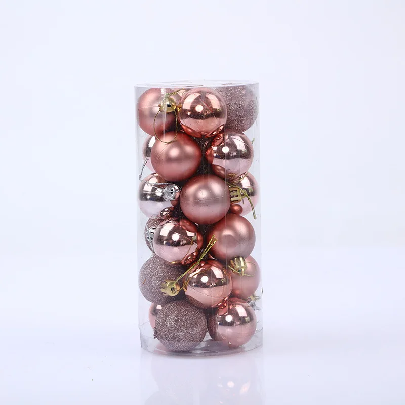 champagne 24pcs 30mm Christmas Tree Ball Decorations Party Hanging Ornament Bauble Red/Gold/Champagne/Rose Drop Pendant Xmas Home Gifts - Цвет: champagne