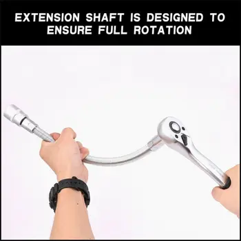 

Flexible Socket Wrench Extension Rod Bar Ratchet Silver Aluminum Alloy