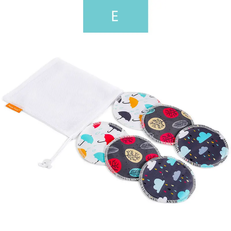HappyFlute супервпитывающий бамбуковые подушечки для кормления для мам использование с сумкой для стирки Водонепроницаемый моющийся коврик для кормления многоразовые подушечки для груди - Color: E