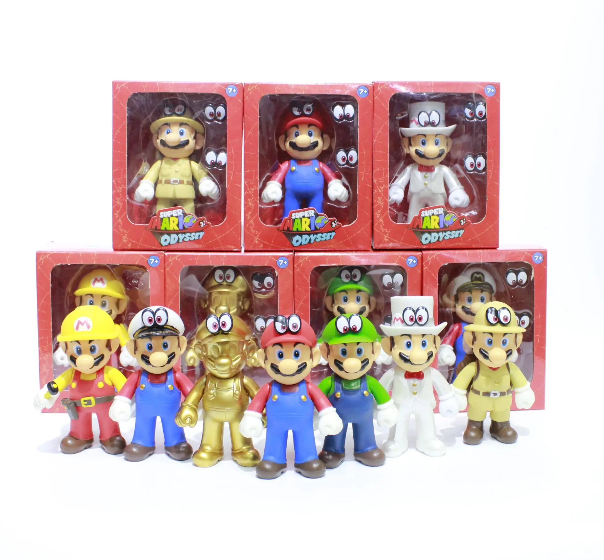 

13cm Super Mario Bros Luigi Mario Yoshi Koopa Yoshi Mario Maker Odyssey Mushroom Toadette PVC Action Figures Toys Model Dolls