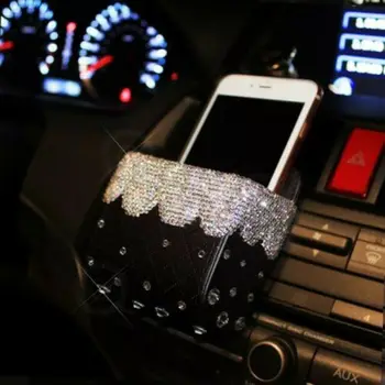 

1pcs Car Storage Box Diamond Crystal Holder Decor Accessories 11*11*6CM