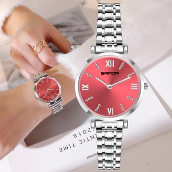 

SANDA Casual Women Quartz Watch Japan Movement Fashion Stainless Steel Waterproof Ladies Quartz Wrist watches montre femme