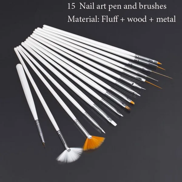 15 шт. 5 шт./компл. Nail Art щетка для декора, набор инструментов, diy красочный лак для ногтей УФ-гель для ногтей - Color: 15pcs