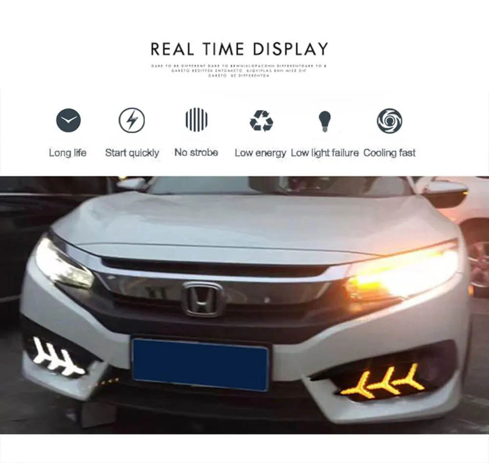 Светодиодный Габаритные огни для Honda Civic- высокая яркость светодиодный руководство DRL светодиодный туман светильник с сигнальные лампы светильник