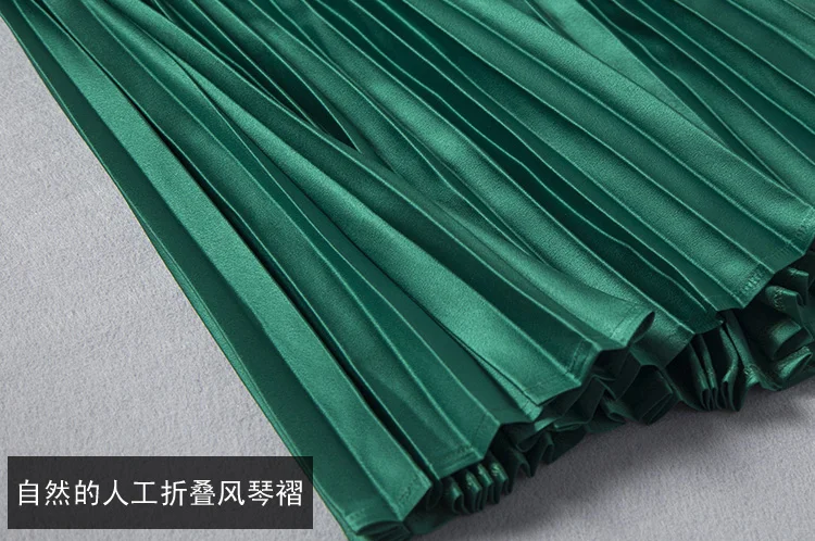 Осенняя Женская юбка новая мода Высокая талия Falda плиссированная юбка зеленая Однотонная юбка длиной до лодыжки Jupe плюс размер 4XL