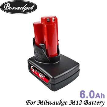 

Bonadget Replace 6000mah 6.0Ah For Milwaukee M12 12v Rechargeable Li-ion Battery Replacement Backup Power Tools Lithium Battery
