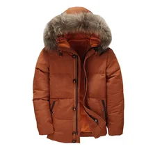 Зимняя мужская куртка, белая парка на утином пуху, пальто для мужчин, Толстая теплая зимняя куртка с меховым капюшоном, Мужская ветровка, зимнее пальто, парка Hombre