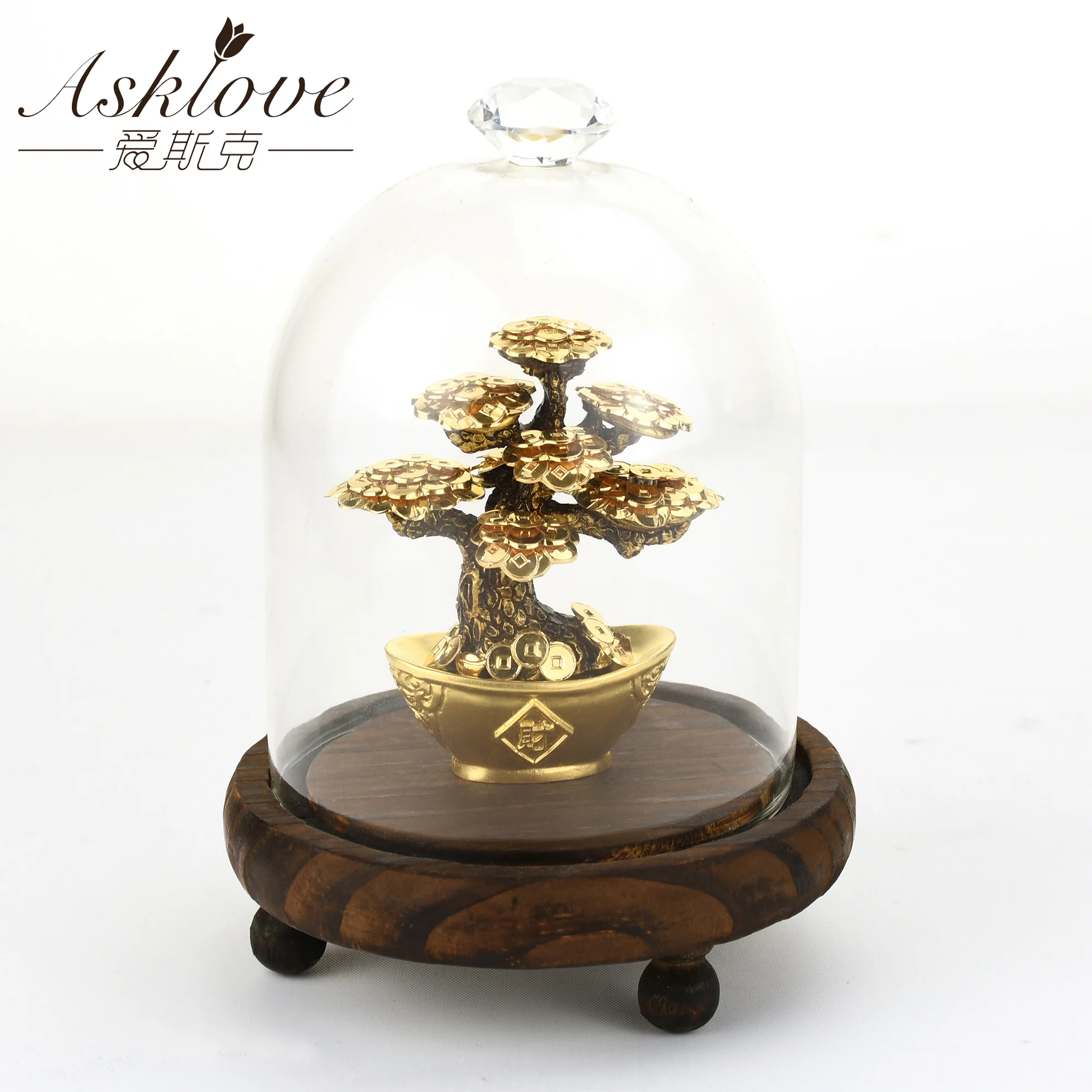 Feng Shui Fortune tree Gold Foil Money Tree Bonsai Office Tabletop Lucky Wealth Ornaments Gifts Home Decoration with Gifts box