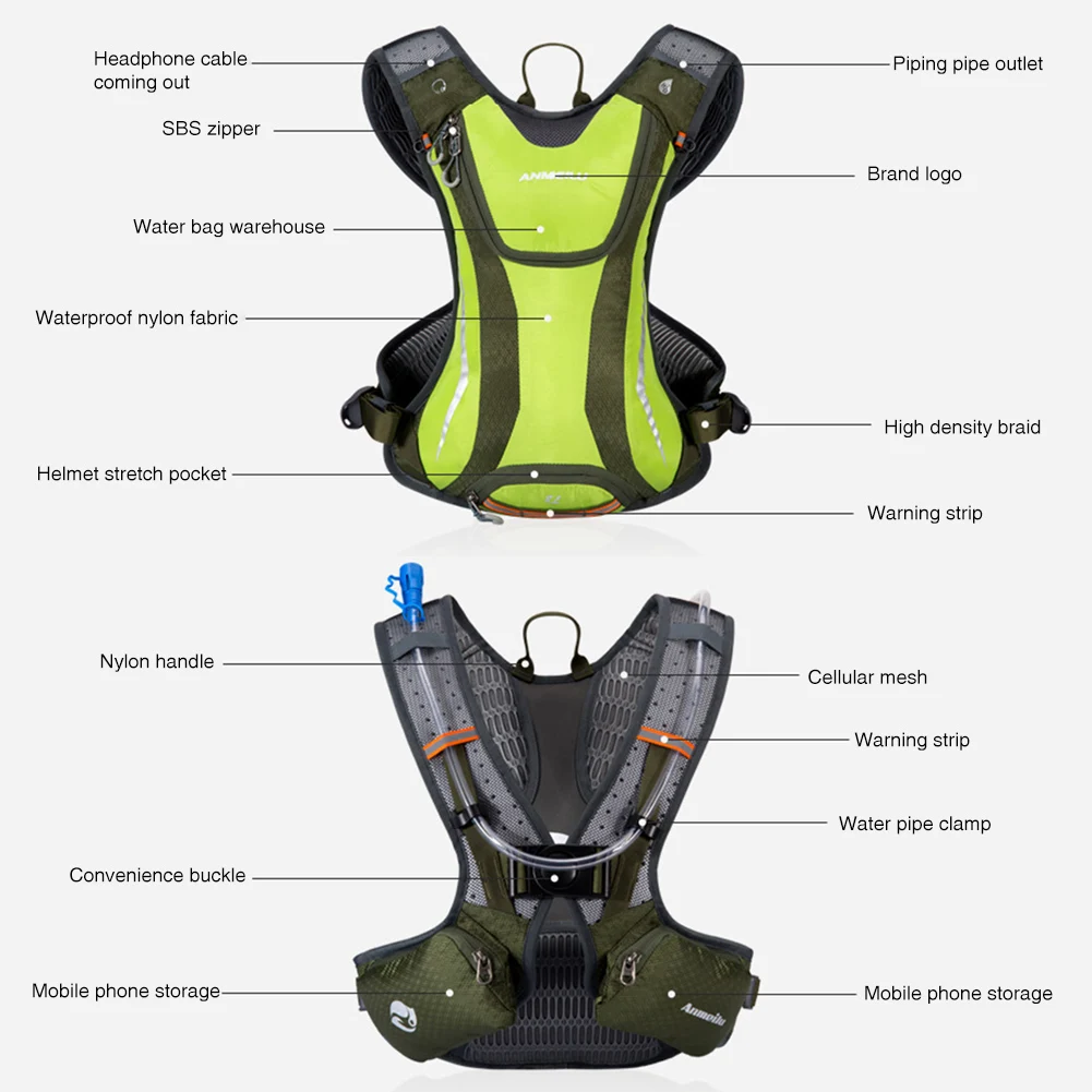 Travel Cycling Hydration Adjustable Strap Running Backpack Camping Lightweight With Reflective Strip Outdoor Multifunctional