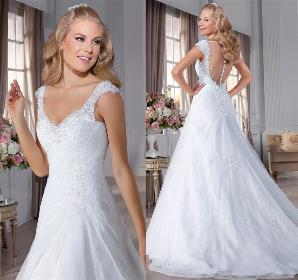 

Free Shipping romantic v-neck backless lace beaded bridal gown for brides vestidos de noivas 2018 mother of the bride dresses