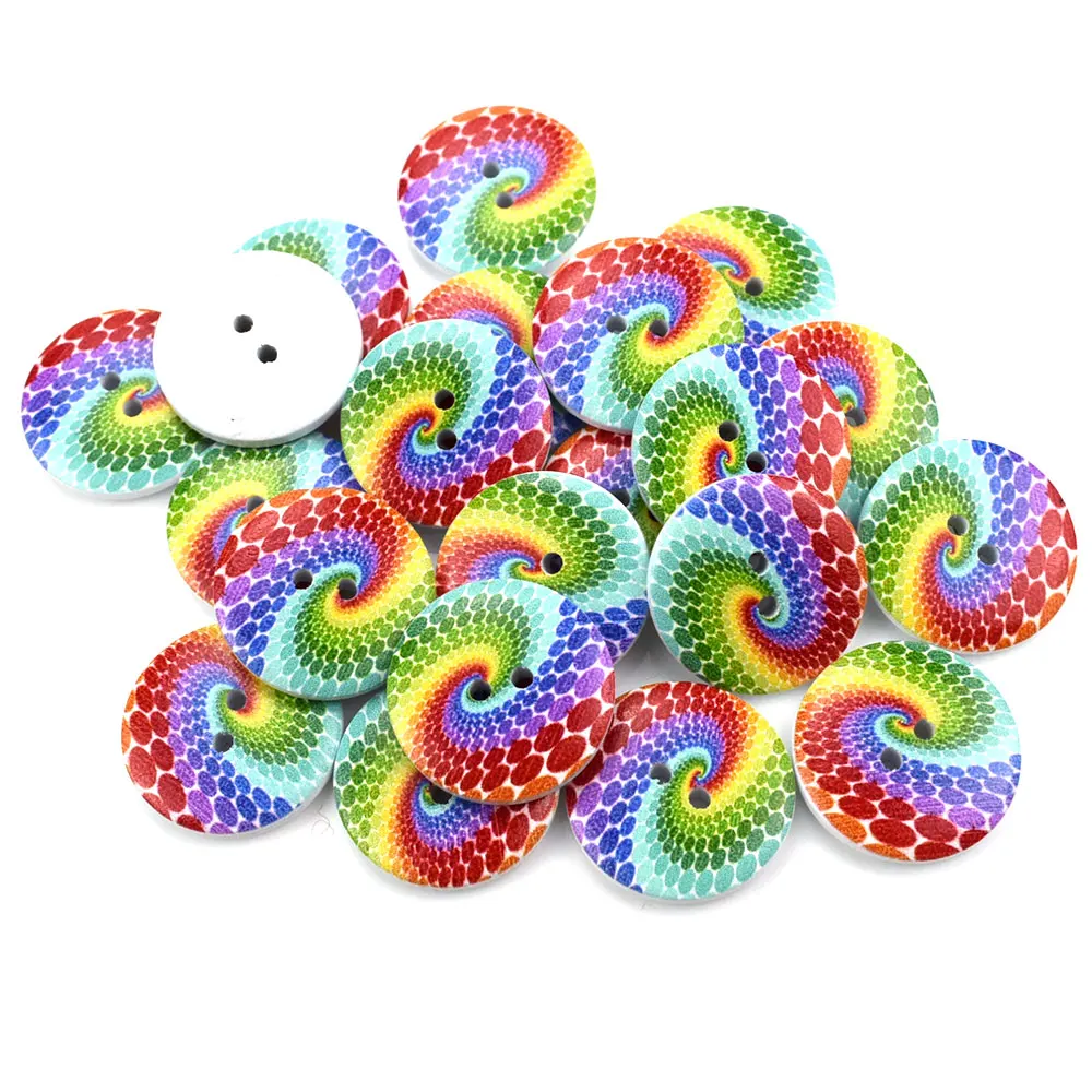 

200PCS Round Clothing Buttons Environmental Wooden Button Rainbow Button DIY Sewing Accessories Clothing Wood Buttons 15/20/25mm