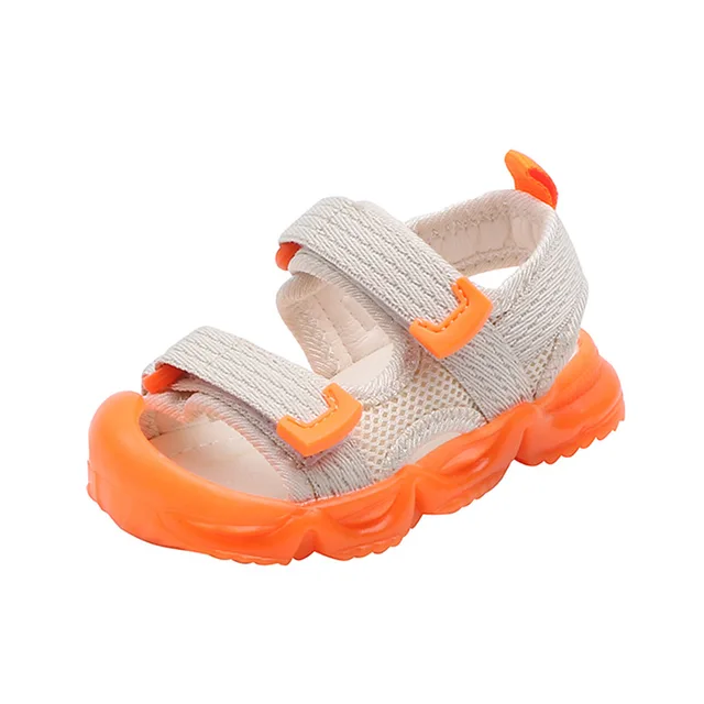 Summer Toddler Sandals Baby Girl Shoes Solid Color Net Cloth Breathable Boys Sneakers Kids Infant Sport Girls Sandals SYJ035 SXX008Orange