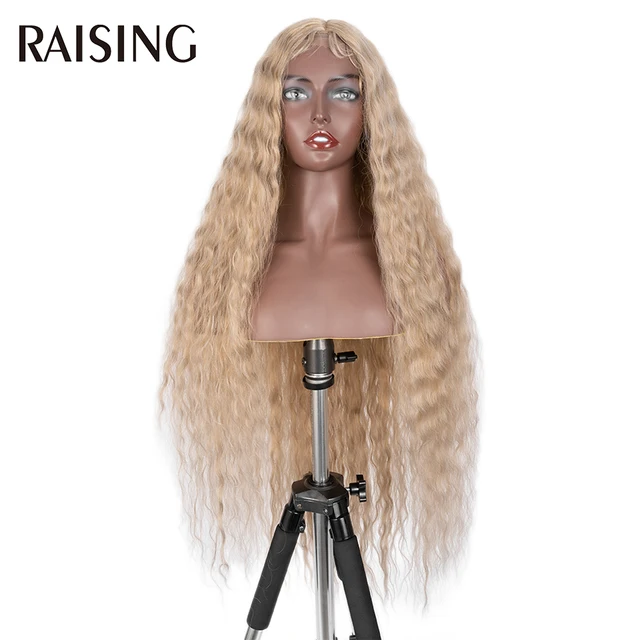 Raising Wholesale Deep Wave Lace Wig Synthetic Curly Hair Scalp Wigs For Black Women Ombre Cheap Long Hair Wigs Pre-plucked 40in C23C