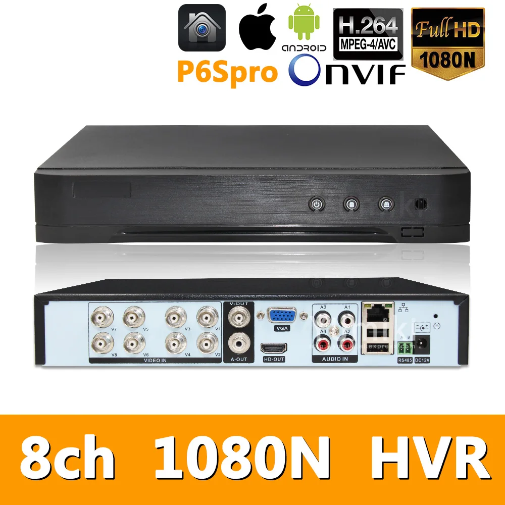 5в1 8ch* 1080N AHD HVR видеонаблюдения CCTV видео рекордер Гибридный DVR для 720 P/960 H аналоговый AHD CVI TVI IP камера P6SPRO