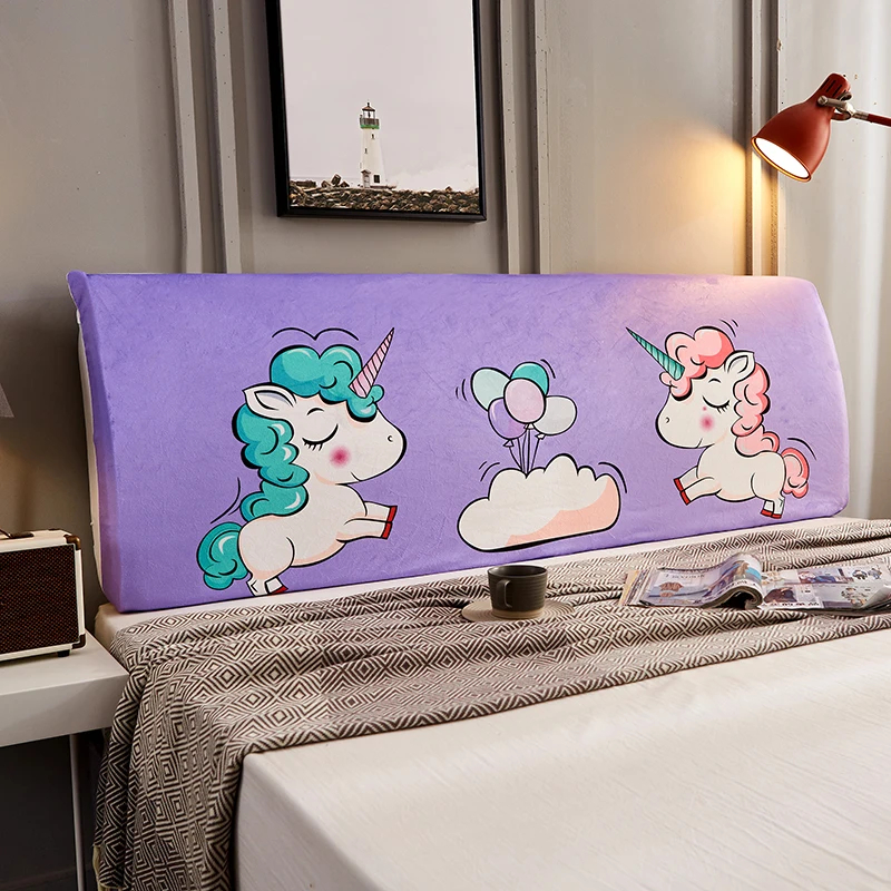 Cartoon Bed Head Protective Cover Crystal Velvet High Elastic Fabric Headboard Cover All-inclusive Bedside Dustproof Cover