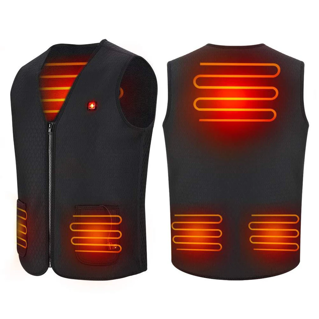 Outdoor Winter USB Heated Vest Men Eelectric Heated Vest Heating Ski Waistcoat Warming Sleevless Jacket Fishing Hiking Heater 