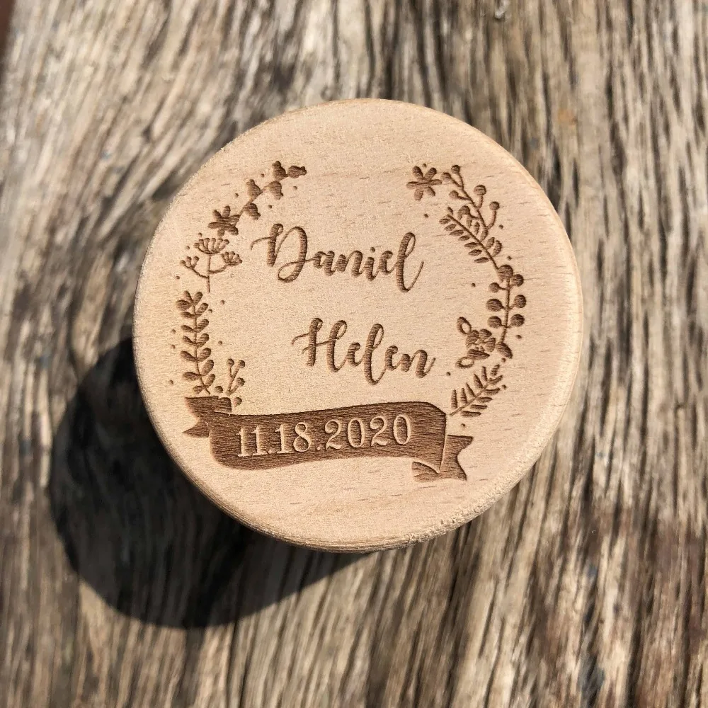 Personalized Rustic Wedding Wooden Ring Box Holder Custom Bride Groom Name Date Bearer Box Engagement Anniversary Gift (7)