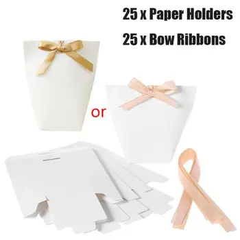 

25Pcs Black with Bow Ribbon Paper Candy Cake Gift Bag Wedding Favor Party Decor 72XF