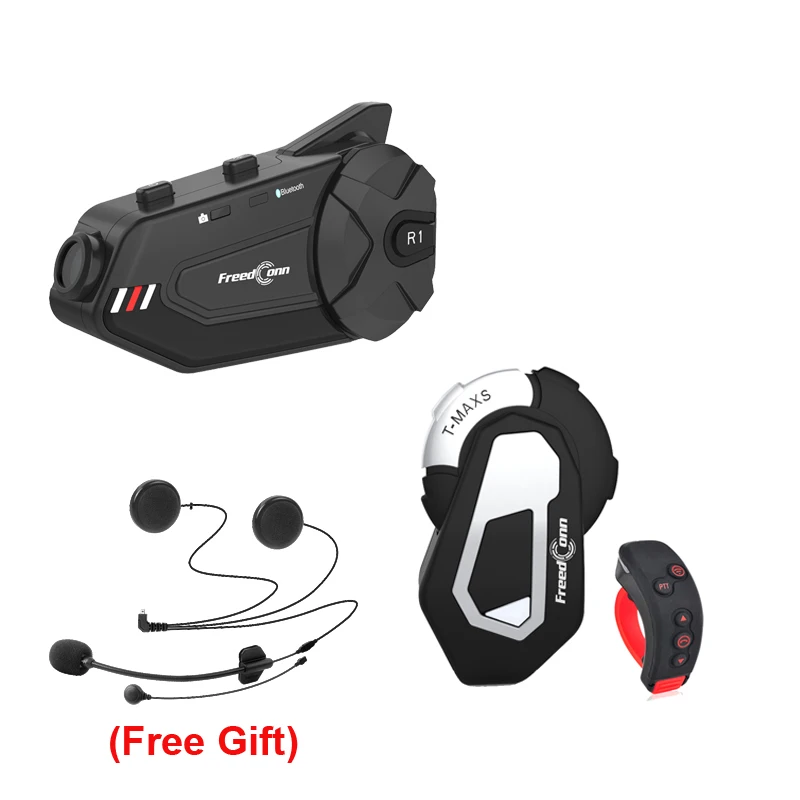 R1 PLUS + L3 мотоциклетная гарнитура с записью видео 1000M 6 Riders Bluetooth группа домофон шлем
