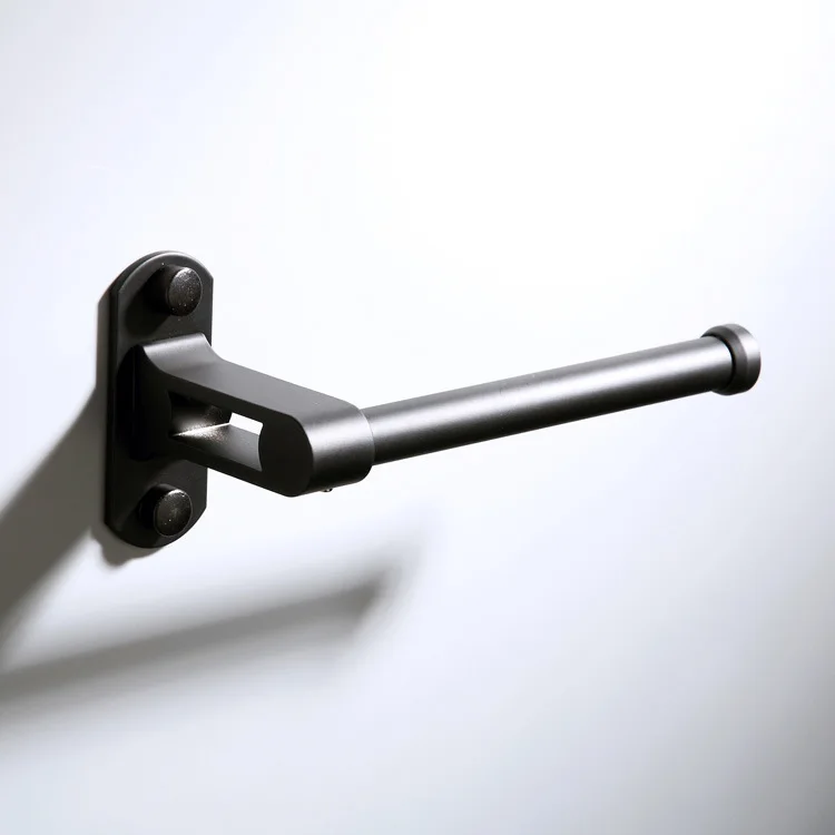 

John Obey Ware Matte Black Alumimum Material Toilet Roll Stand Simple Toilet Paper Holder 16cm Long Tissue Rod