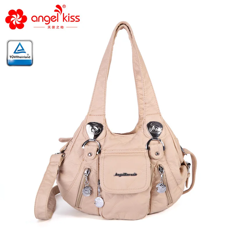 Beige Моющаяся дамская сумка из искусственной кожи, однотонная женская сумка, различные цвета, на одно плечо, Диагональная Сумка ZF10182 - Цвет: Beige