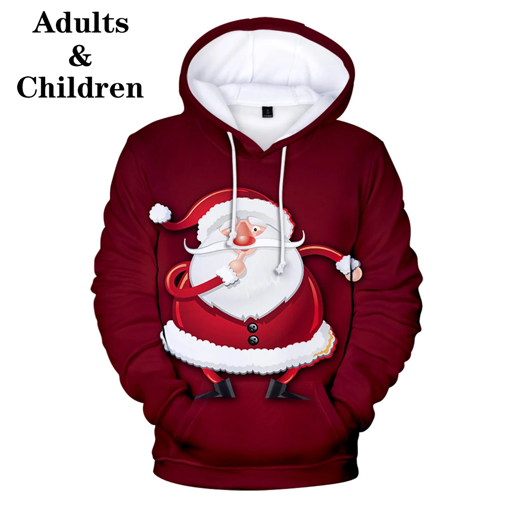 Милые детские рождественские Модные удобные толстовки с 3D рисунком, Рождественский Harajuku осенний свитер с 3D капюшоном для мальчиков и девочек и мужчин